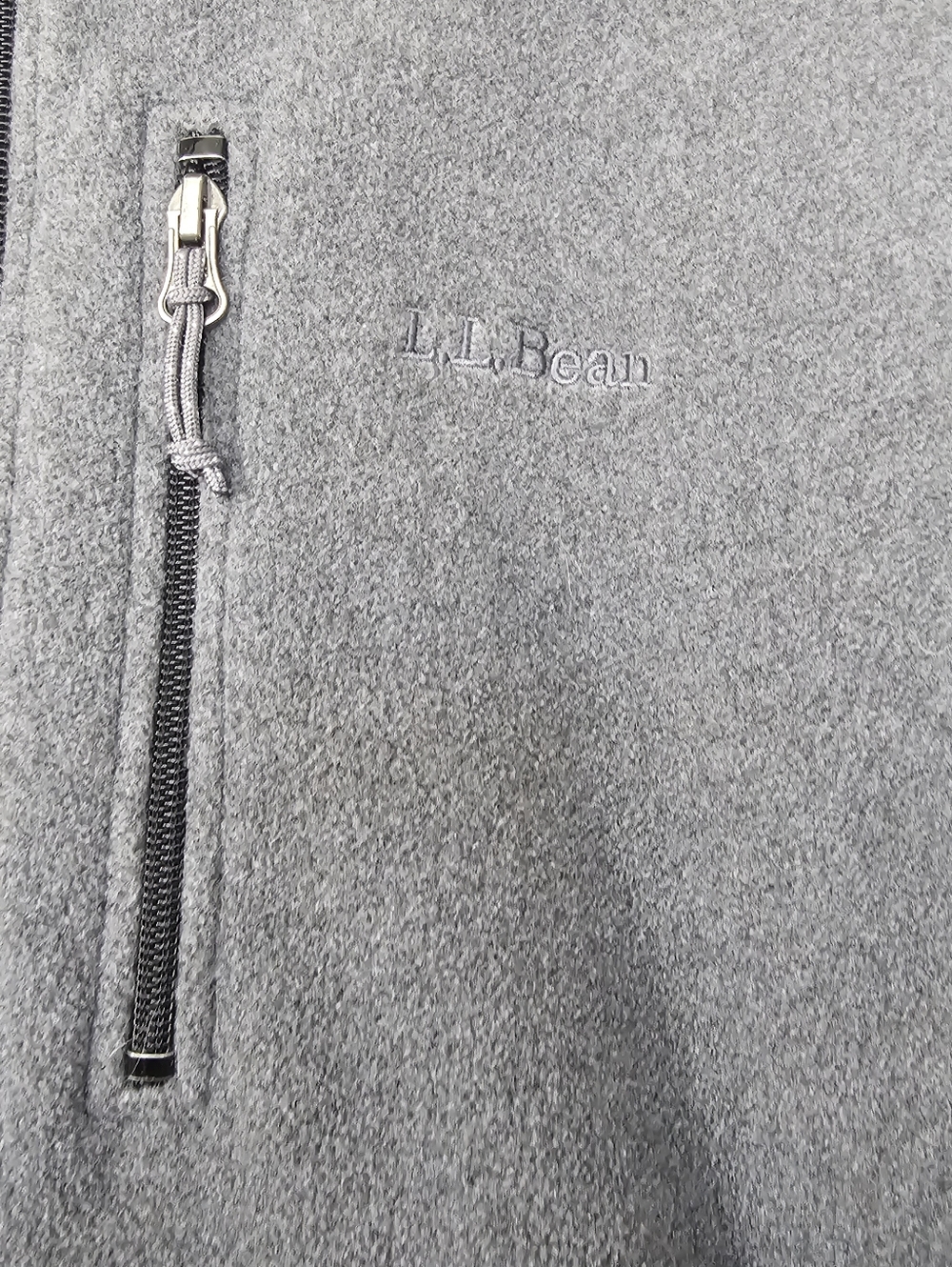 L.L.Bean Fleece Vest Men’s Large Gray Full Zip Outdoor Hiking Core Warm Layer - Picture 4 of 7